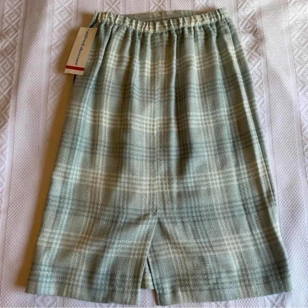 Vintage NWT‎ Alfred Dunner Aqua and Cream Blazer Jacket  and Skirt Suit Size 8
